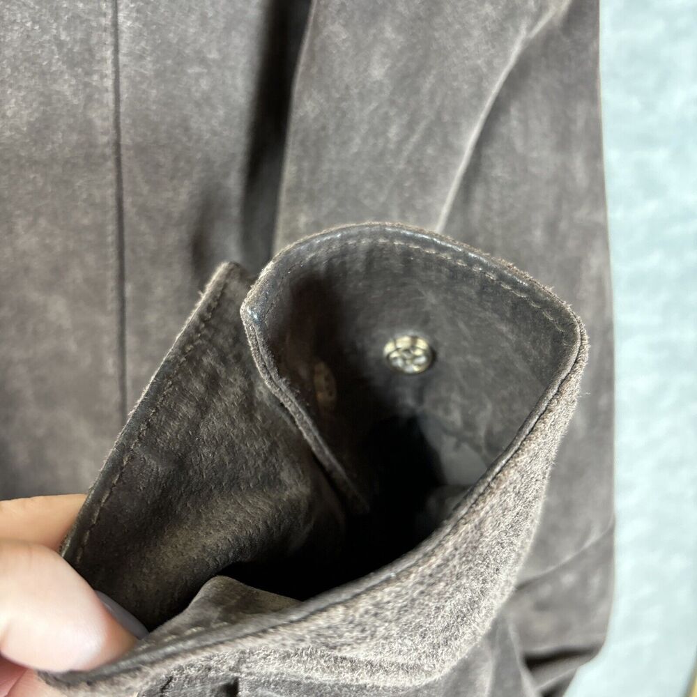 Suede Leather Chore Coat XL Brown Rancher Jacket Washable Zip Pocket Harbor Bay - Picture 9 of 16